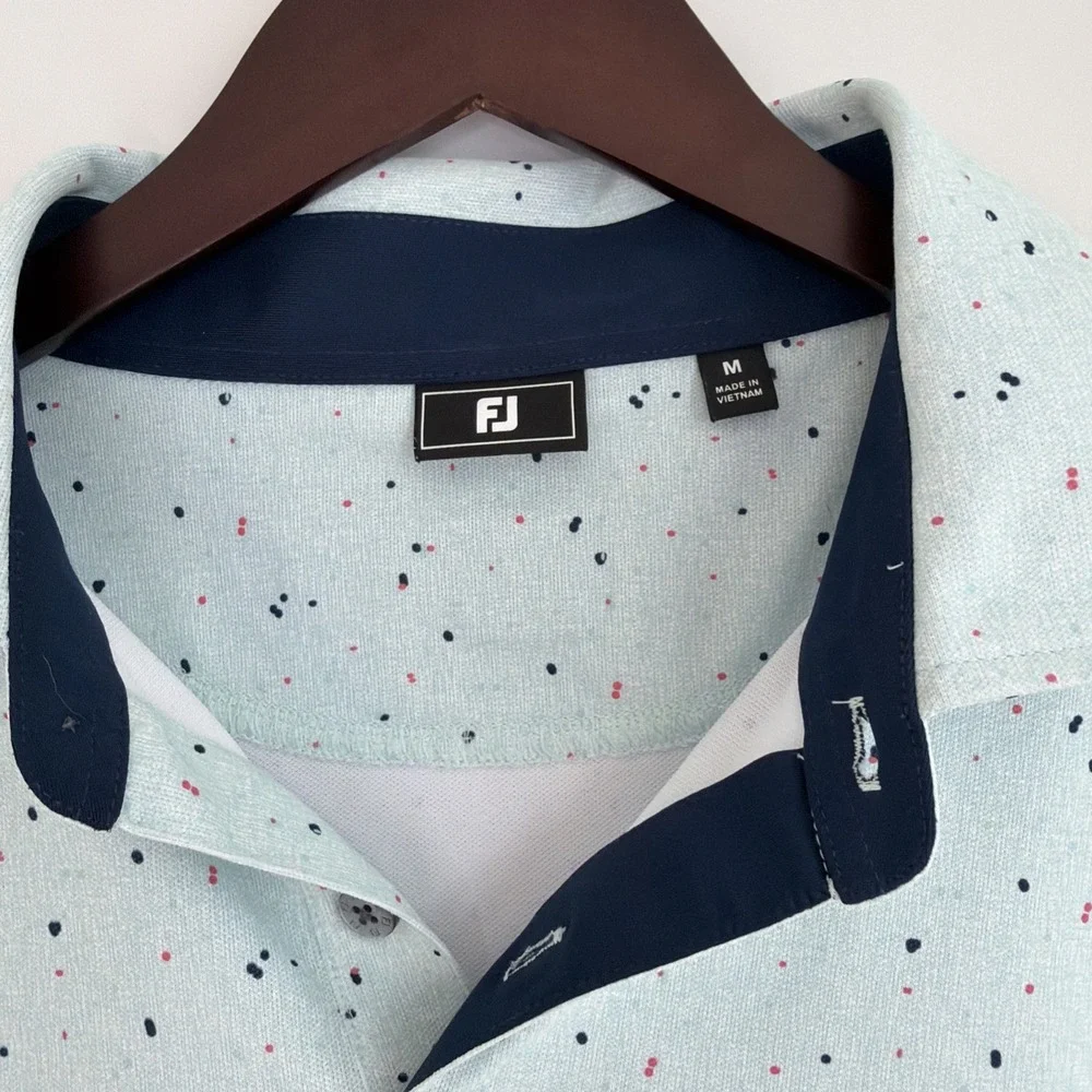 FootJoy ProDry Golf Polo M Blue Green Speckled Moisture Wicking Stretch Outdoor‎